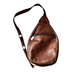 Tignanello Leather Sling Shoulder Handbag with Adjustable Strap